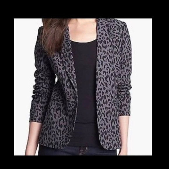 Joie Jackets & Blazers - Joie Grey Leopard Print Linen Blazer 2